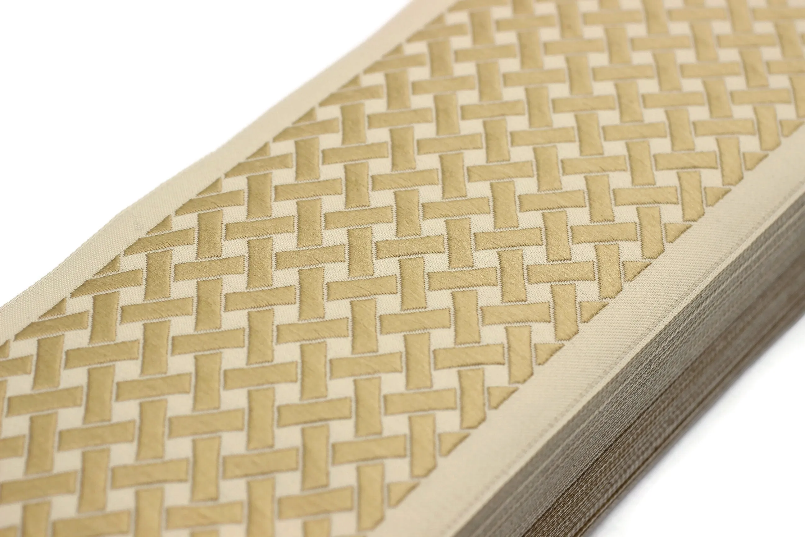 16.4 Yrd 100mm Beige&Gold Ribbons (3.93 inc, Meander Jacquard Trim, Drapery Trim Tape, Curtain Making Upholstery Fabric 179 V6