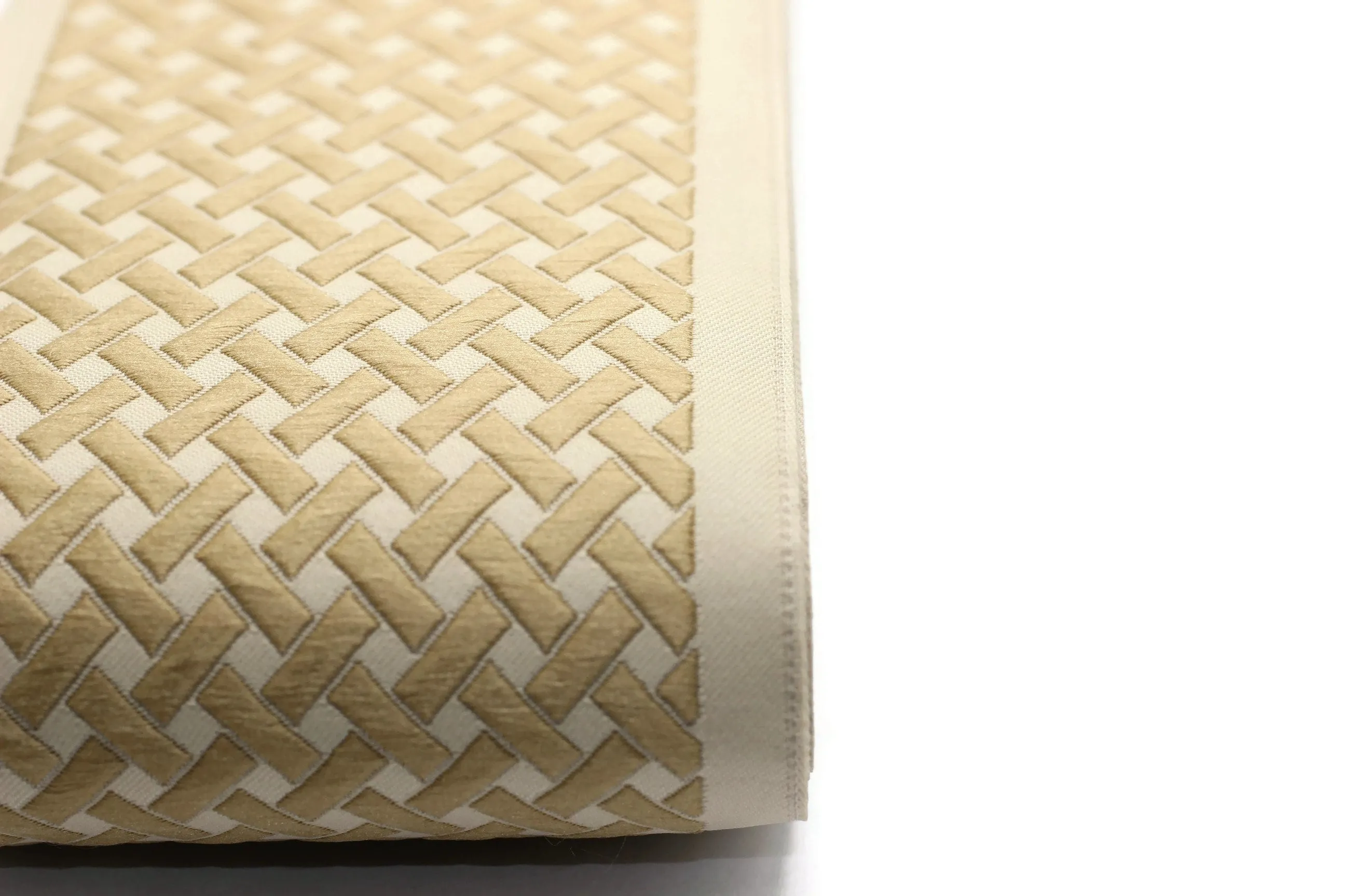 16.4 Yrd 100mm Beige&Gold Ribbons (3.93 inc, Meander Jacquard Trim, Drapery Trim Tape, Curtain Making Upholstery Fabric 179 V6