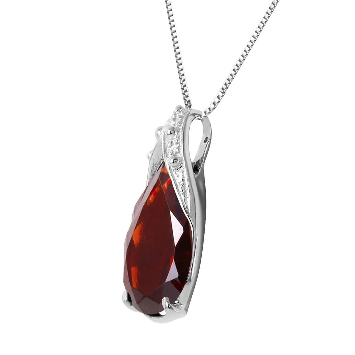 5 Carat 14K Solid White Gold Necklace Natural Garnet