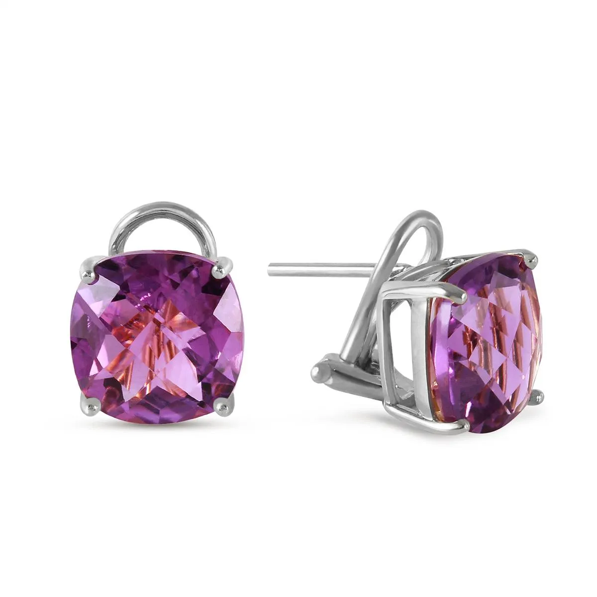 7.2 Carat 14K Solid White Gold Amethyst Standard Amethyst Earrings