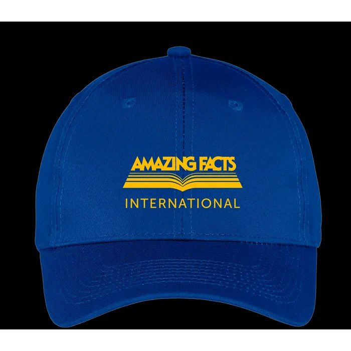 Amazing Facts Hat (Blue with Yellow Logo) Six-Panel Twill Cap by Amazing Facts