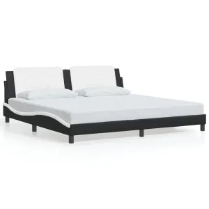 Bed Frame with Headboard Black and White 200x200 cm Faux Leather