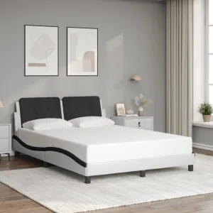 Bed Frame without Mattress White and Black 140x190 cm Faux Leather