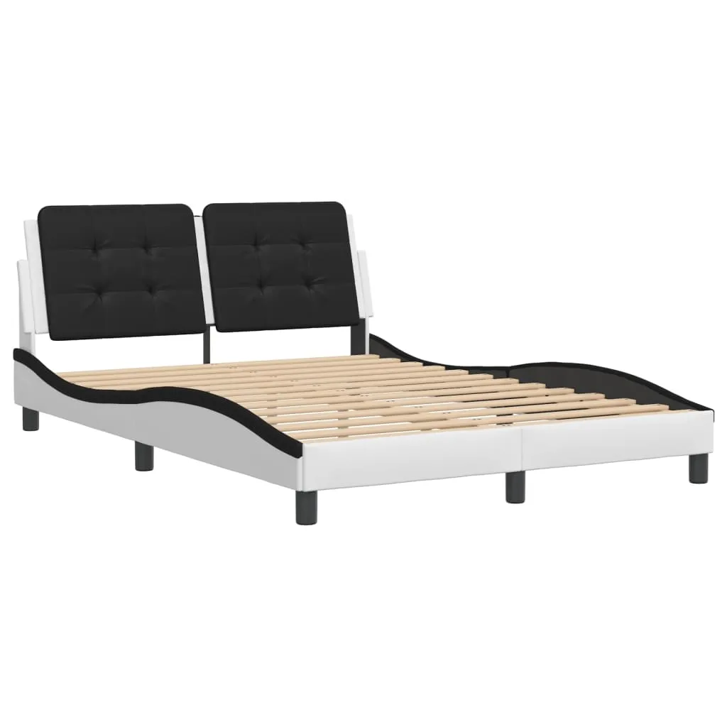 Bed Frame without Mattress White and Black 140x200 cm Faux Leather