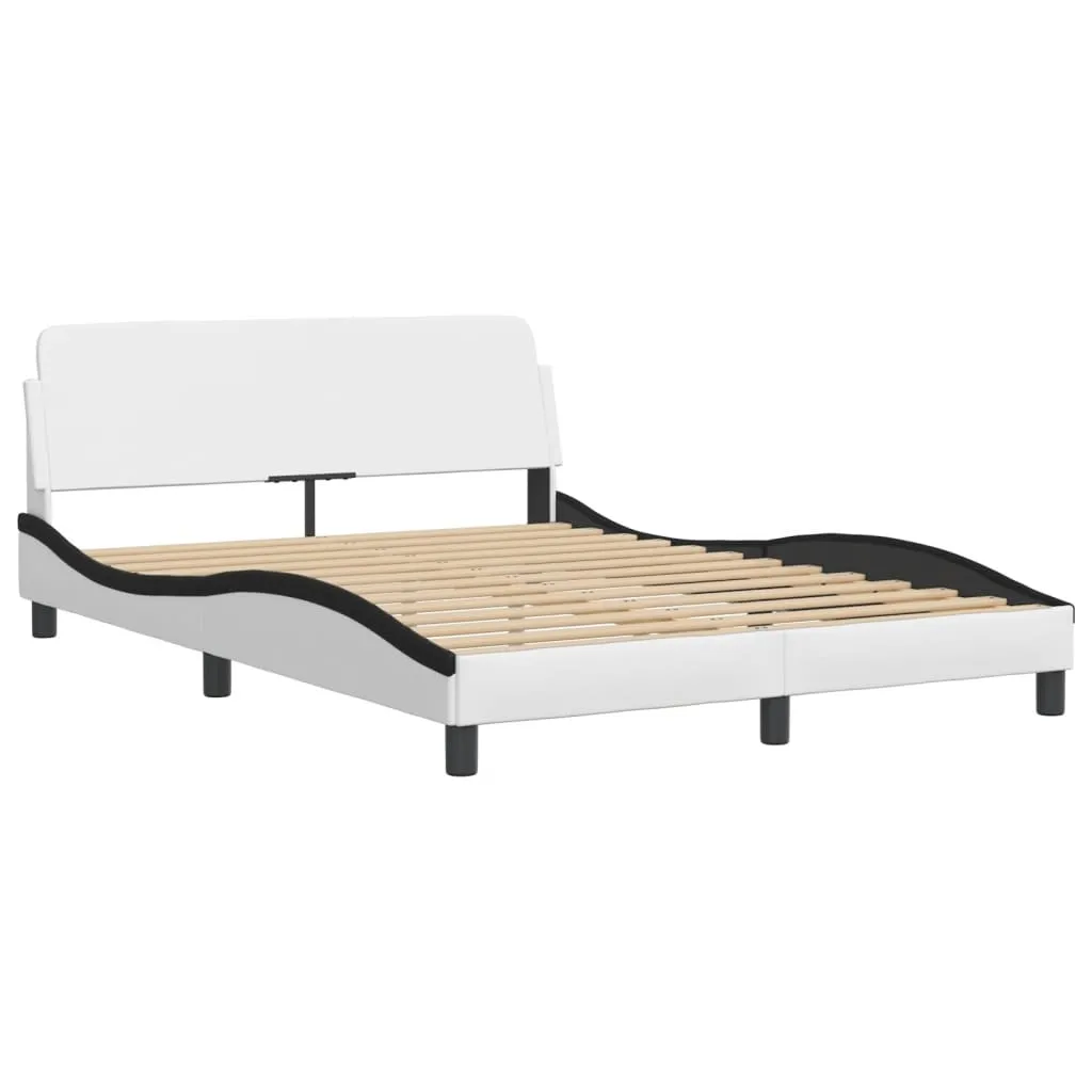 Bed Frame without Mattress White and Black 140x200 cm Faux Leather