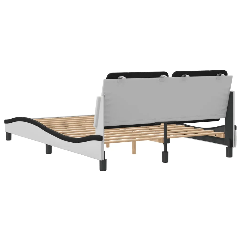 Bed Frame without Mattress White and Black 140x200 cm Faux Leather