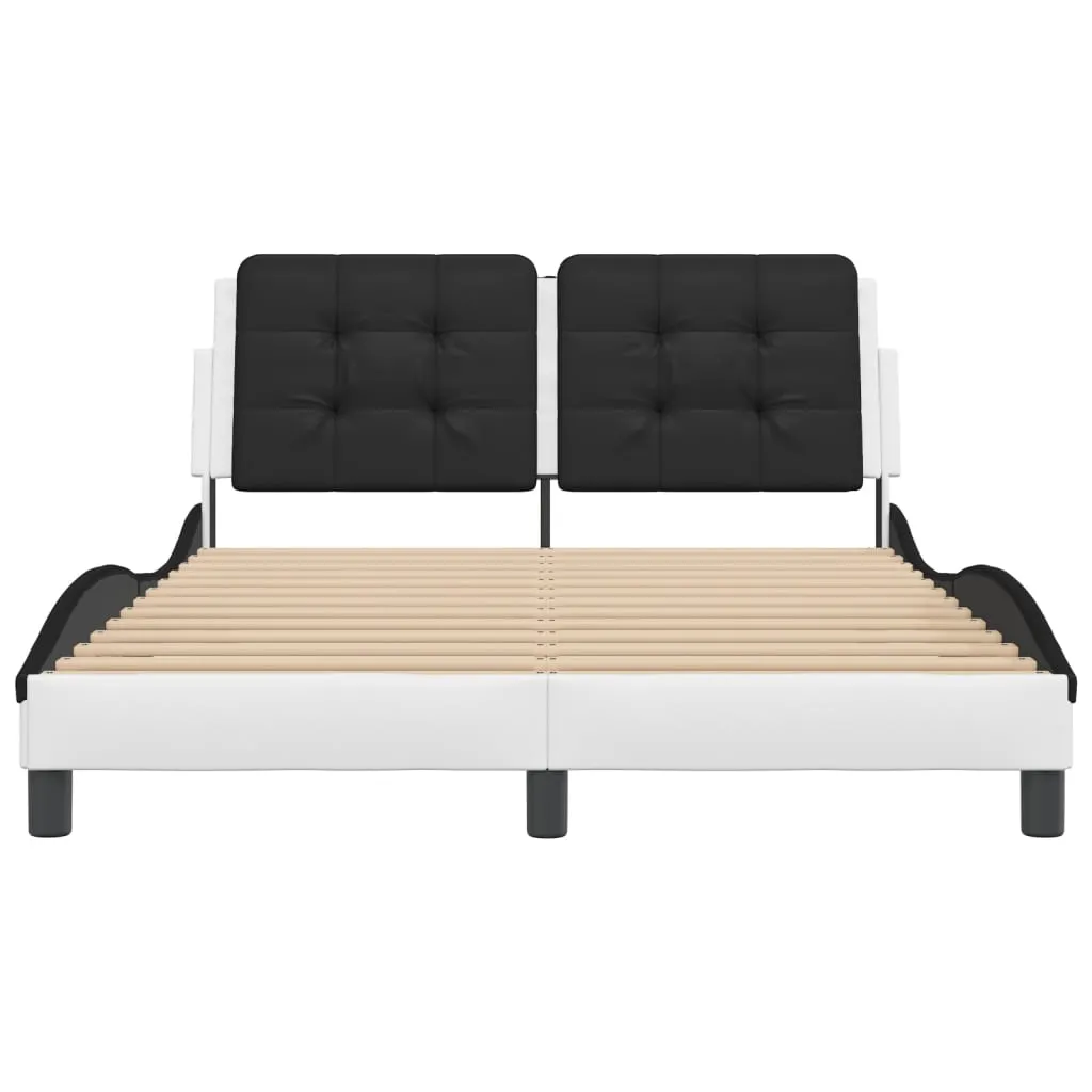 Bed Frame without Mattress White and Black 140x200 cm Faux Leather