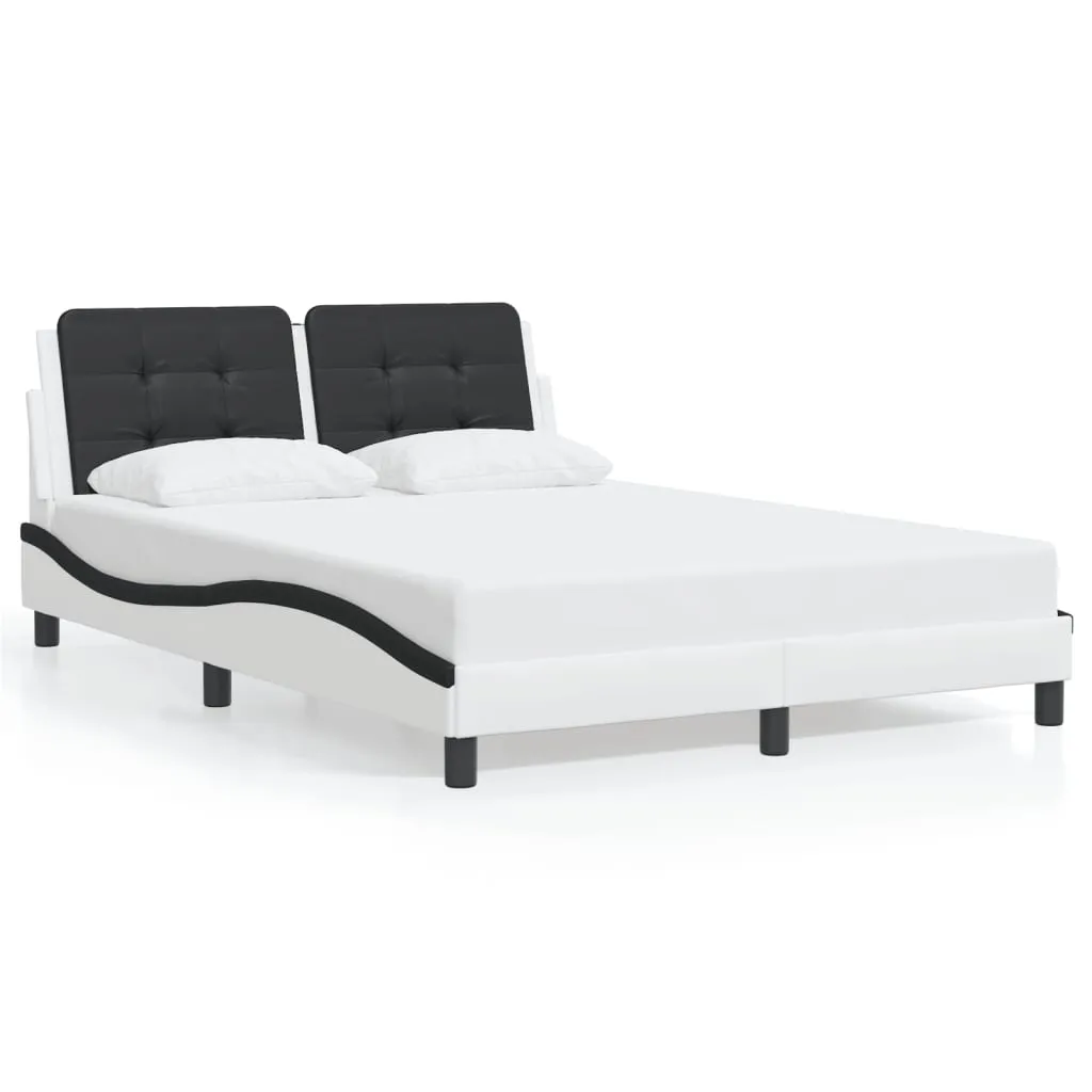 Bed Frame without Mattress White and Black 140x200 cm Faux Leather