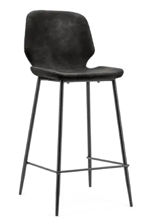 Black Leather Counter Stools (2) | By-Boo Seashell