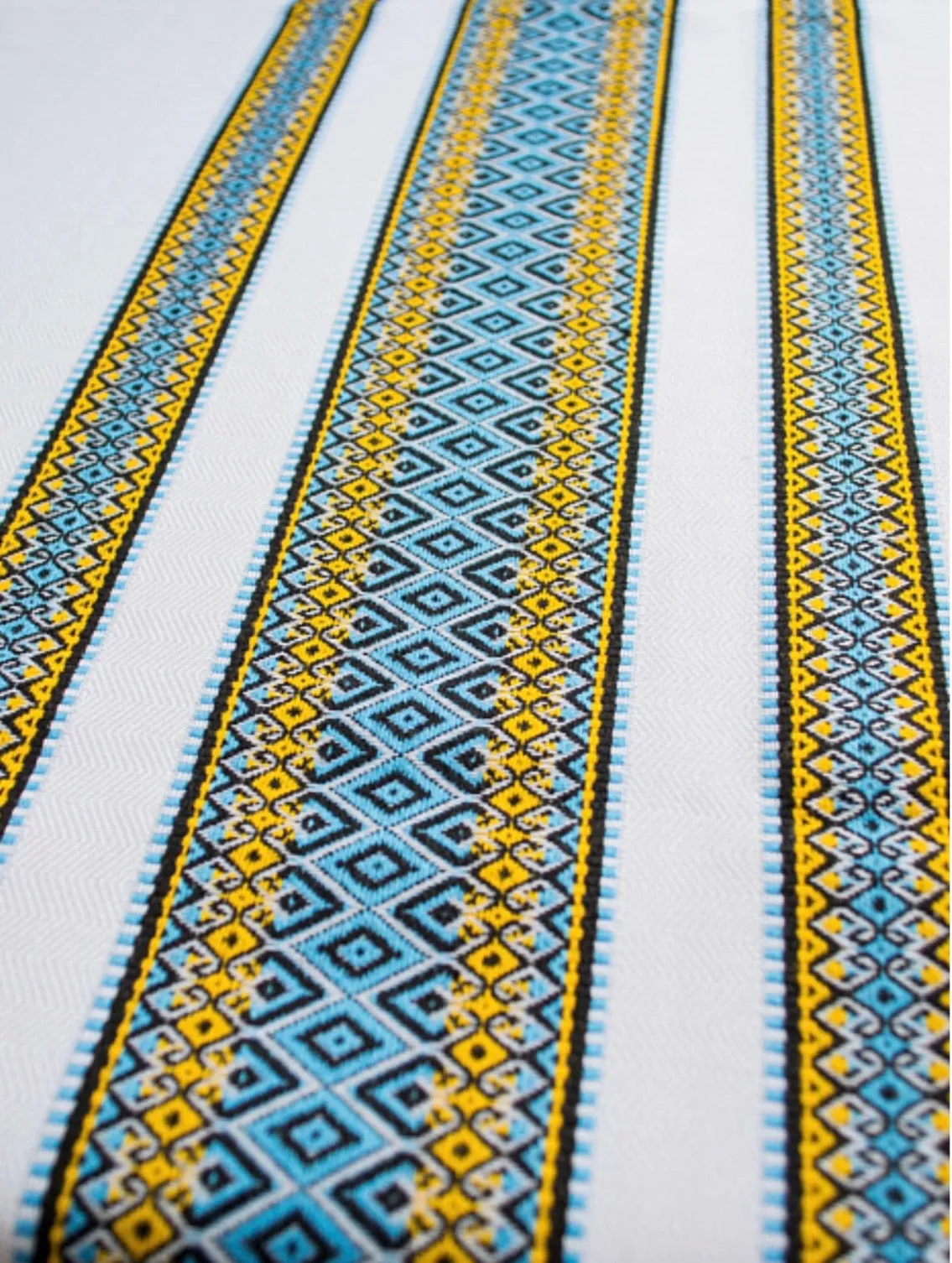 Blue and Yellow Embroidered Tablecloth