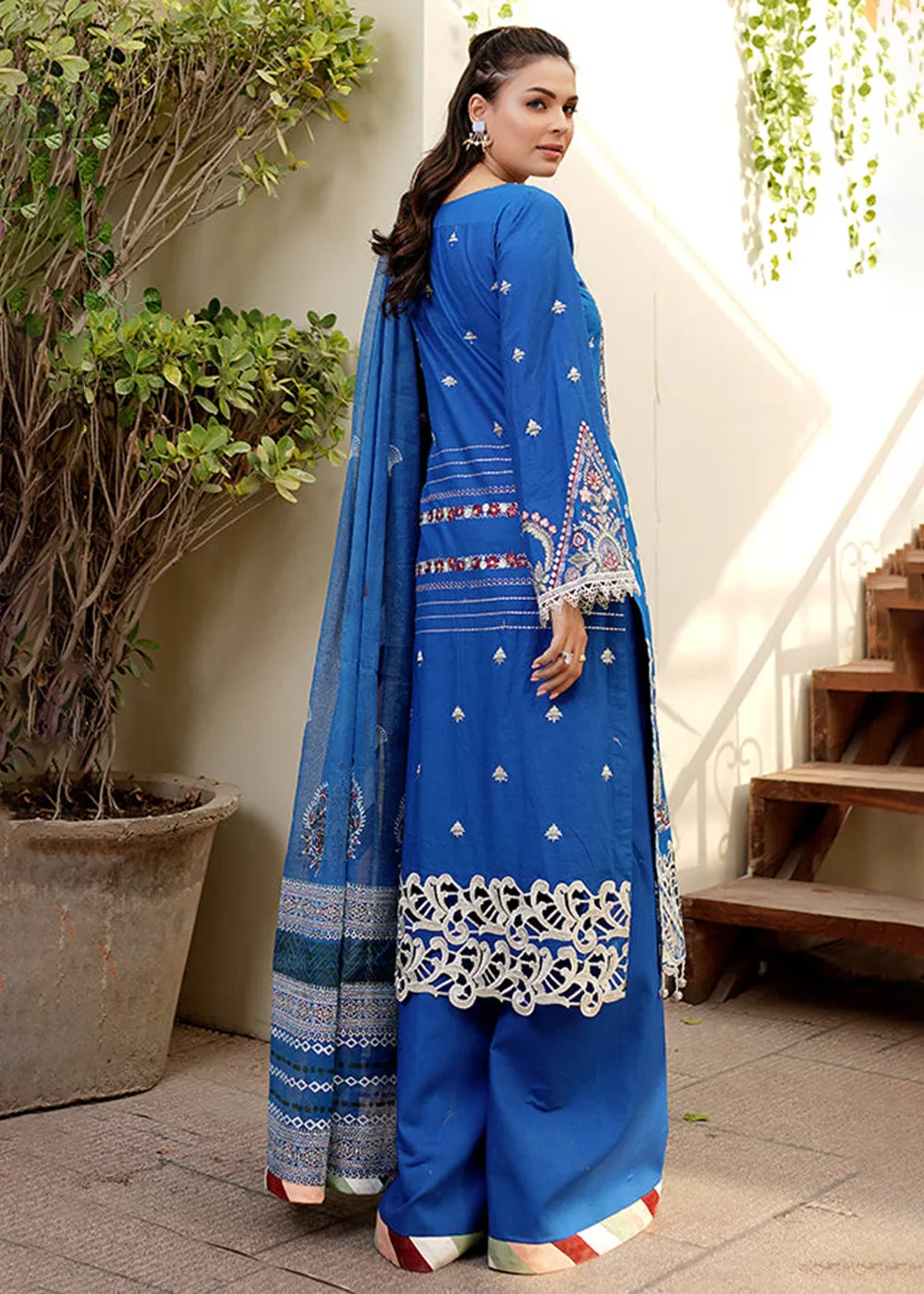 Blue Lawn Dress - Bahaar Luxury Lawn '23 by Mariyam's - Lara B-1016