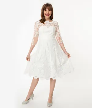 Chi Chi London Ivory Embroidered Flore Bridal Tea Dress