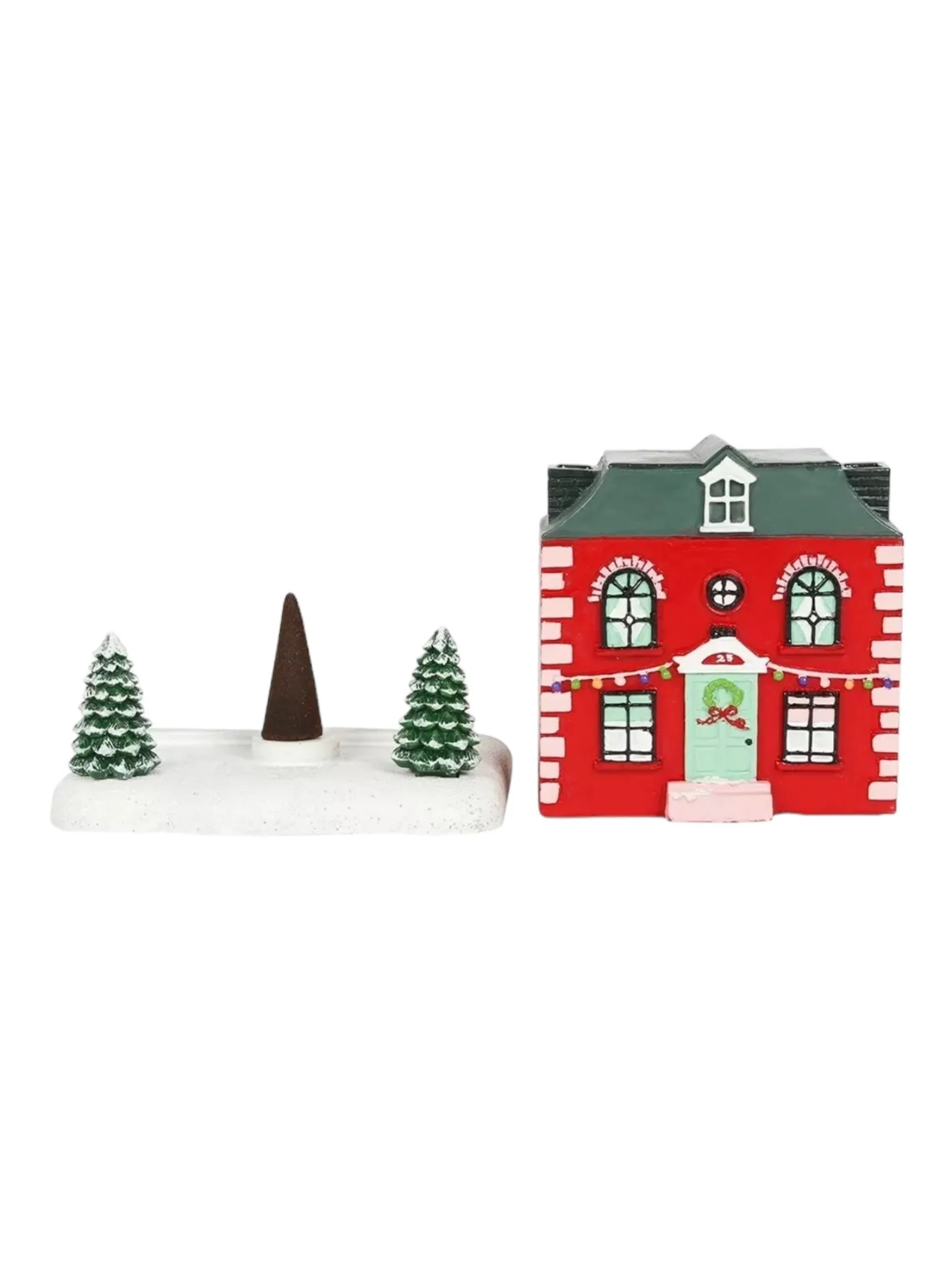 Christmas Red House Tealight & Incense Cone Burner