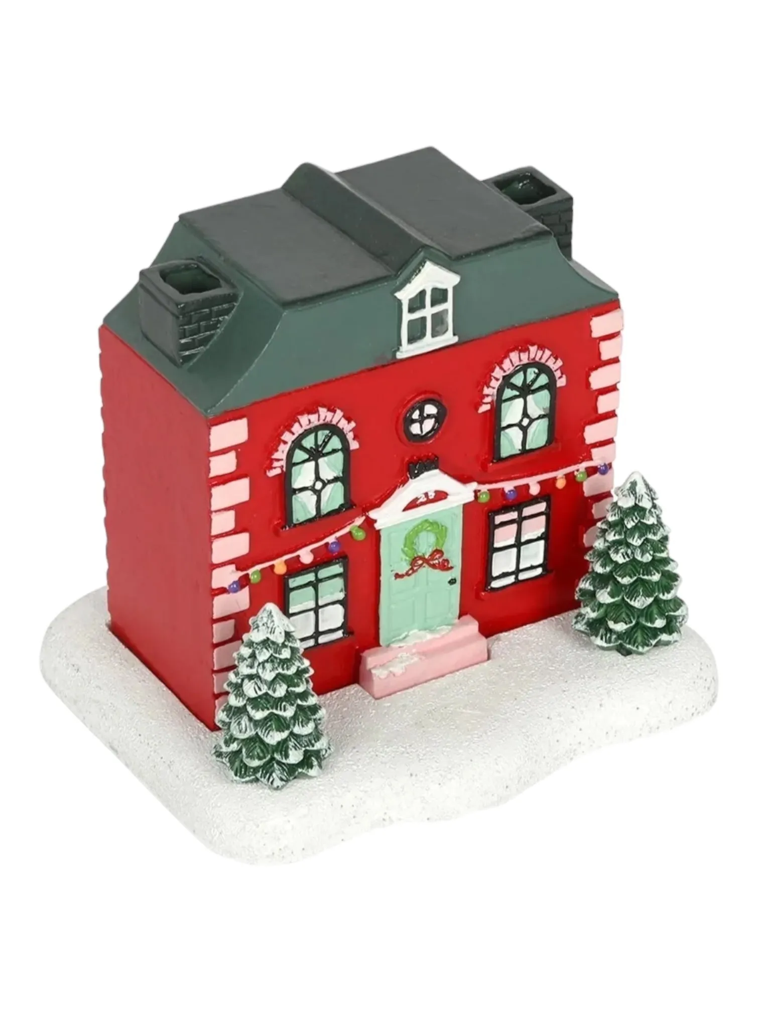 Christmas Red House Tealight & Incense Cone Burner