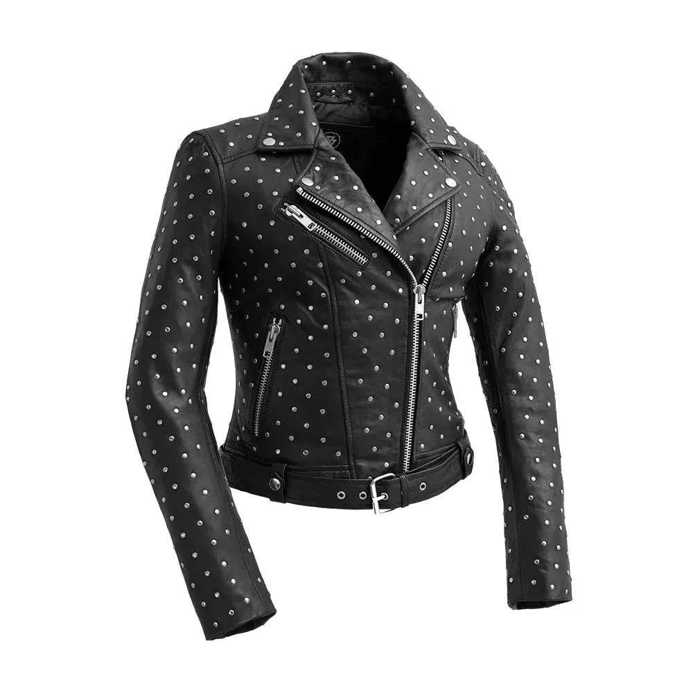 Claudia Womens Fashion Leather Jacket Black