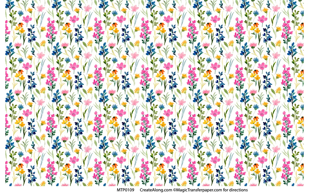 Floral Patterns Magic Transfer Paper half sheet printed ready to use