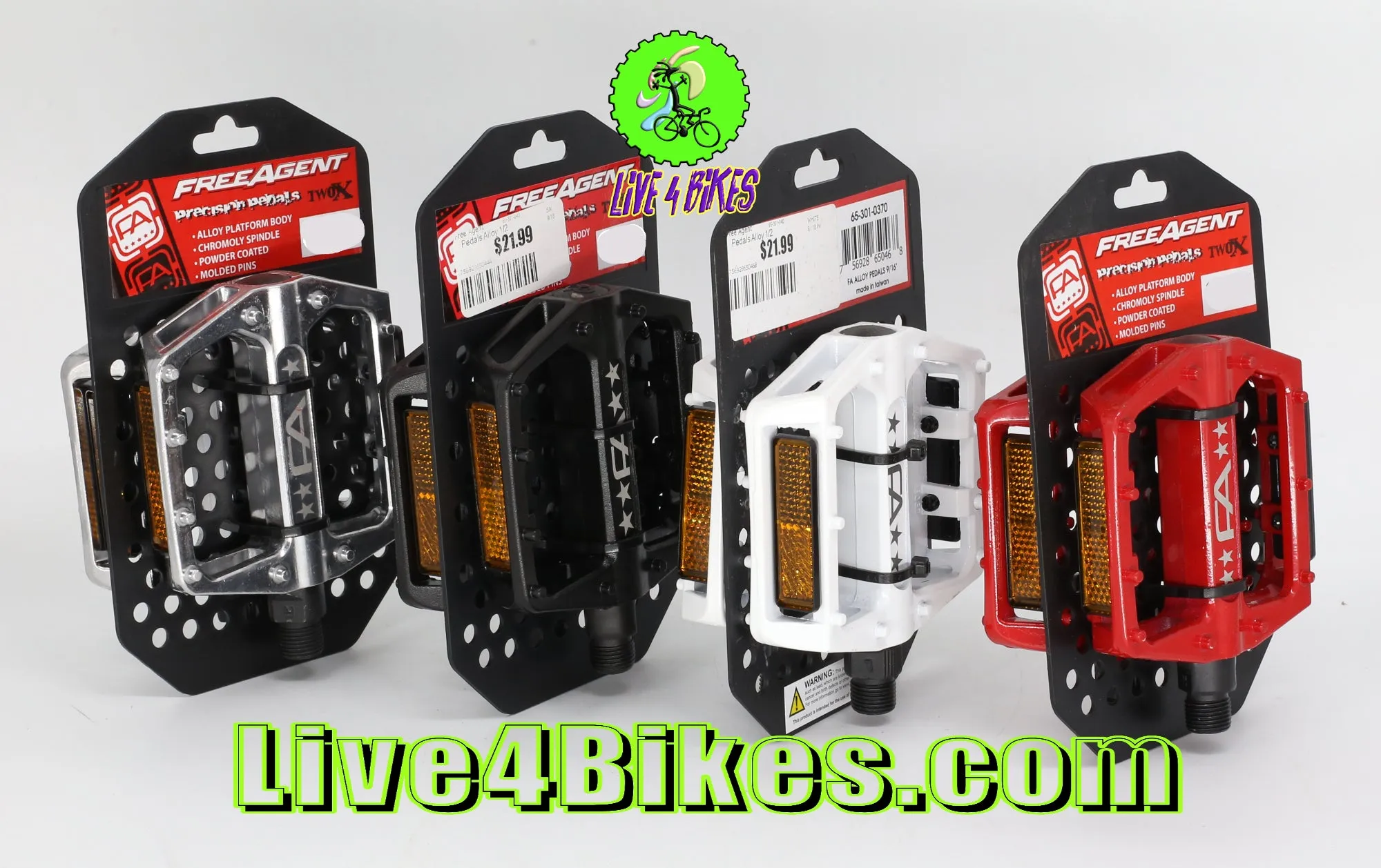 Free Agent Platform Aluminum Bicycle Pedals 1/2 Chrome -Live4Bikes