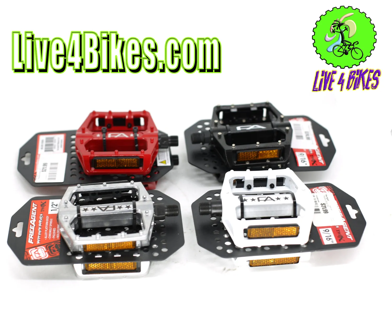 Free Agent Platform Aluminum Bicycle Pedals 9/16 - Live4Bikes