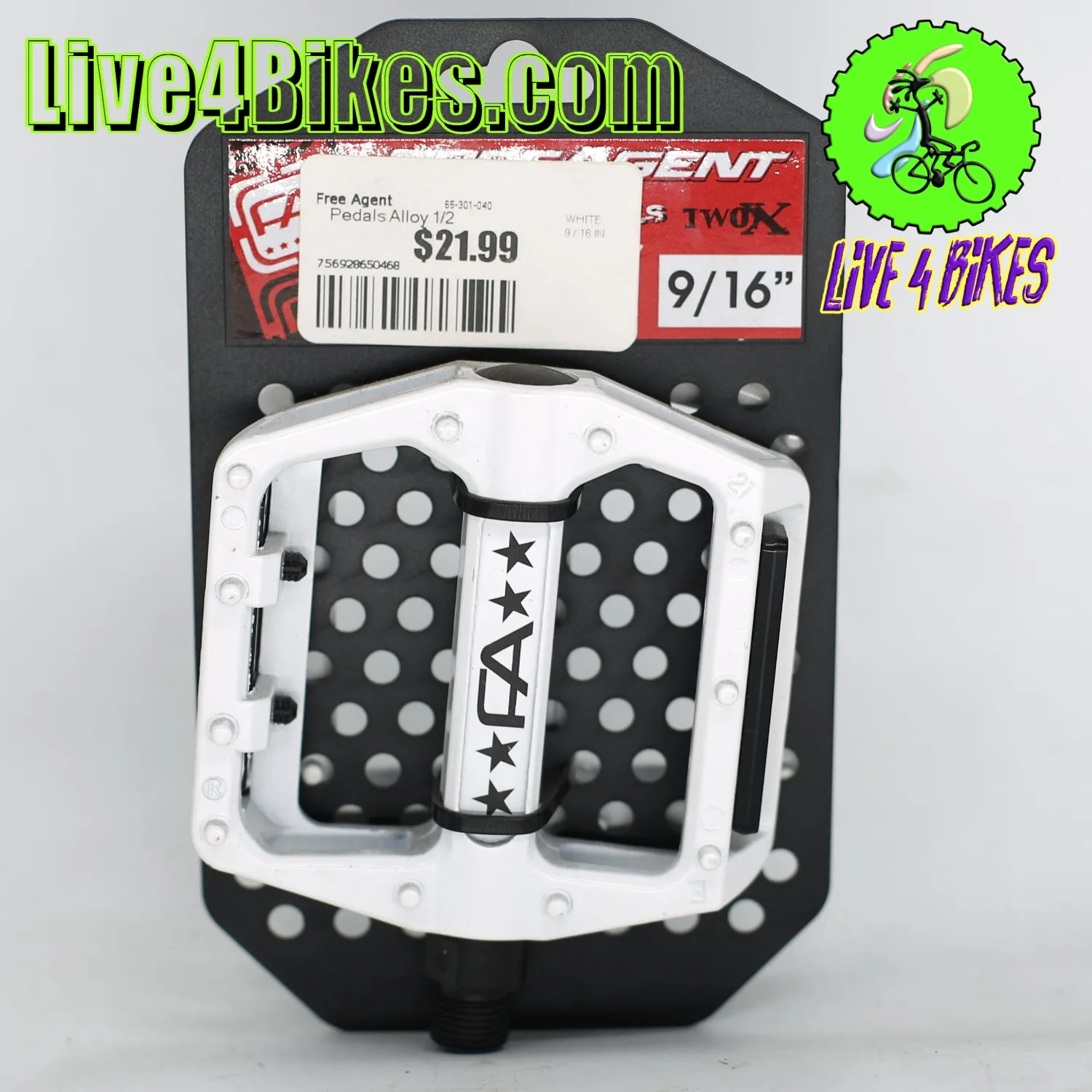 Free Agent Platform Aluminum Bicycle Pedals 9/16 - Live4Bikes