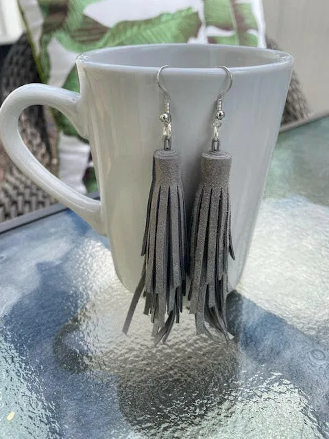 Grey Suede Tassels