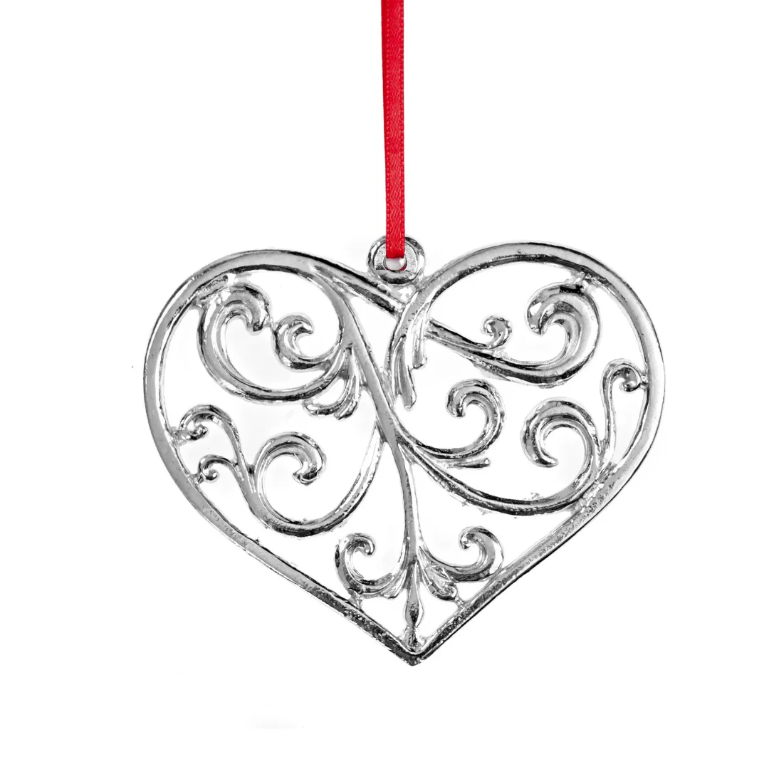 Heart Gifts - Elegant Swirly Heart Christmas Ornament