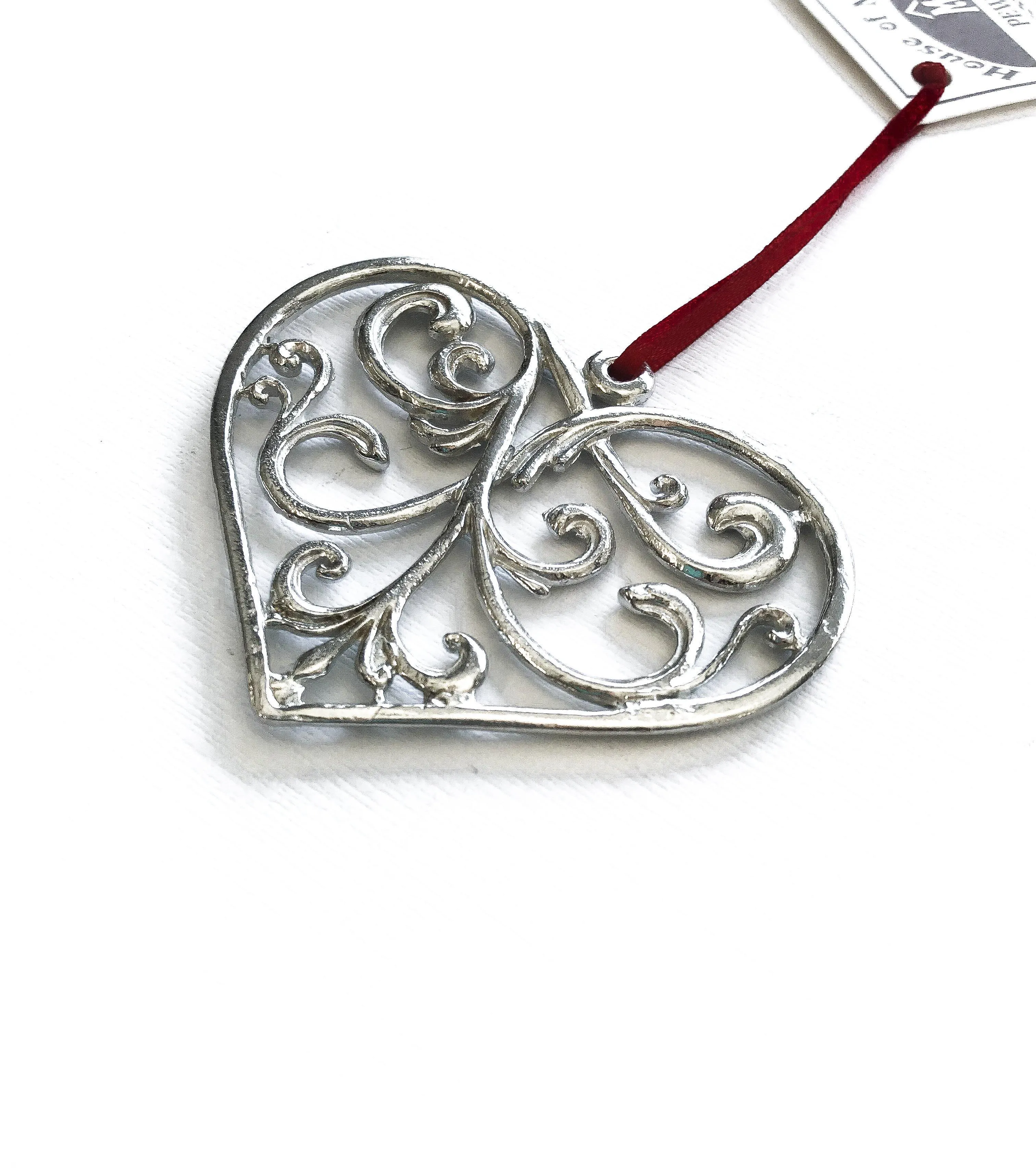 Heart Gifts - Elegant Swirly Heart Christmas Ornament