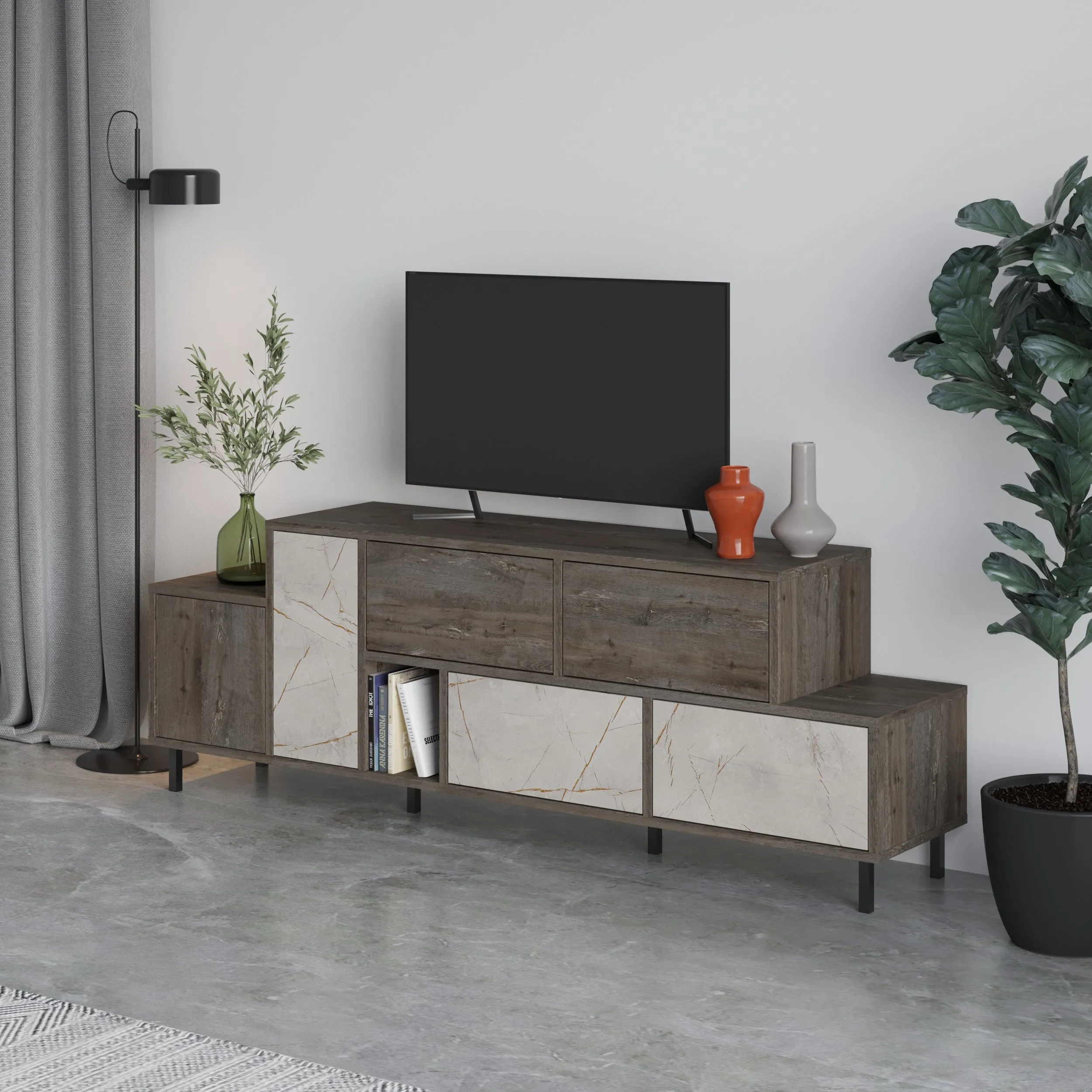 Hermes Modern TV Stand Multimedia Centre With Storage Cabinet 171.2 cm