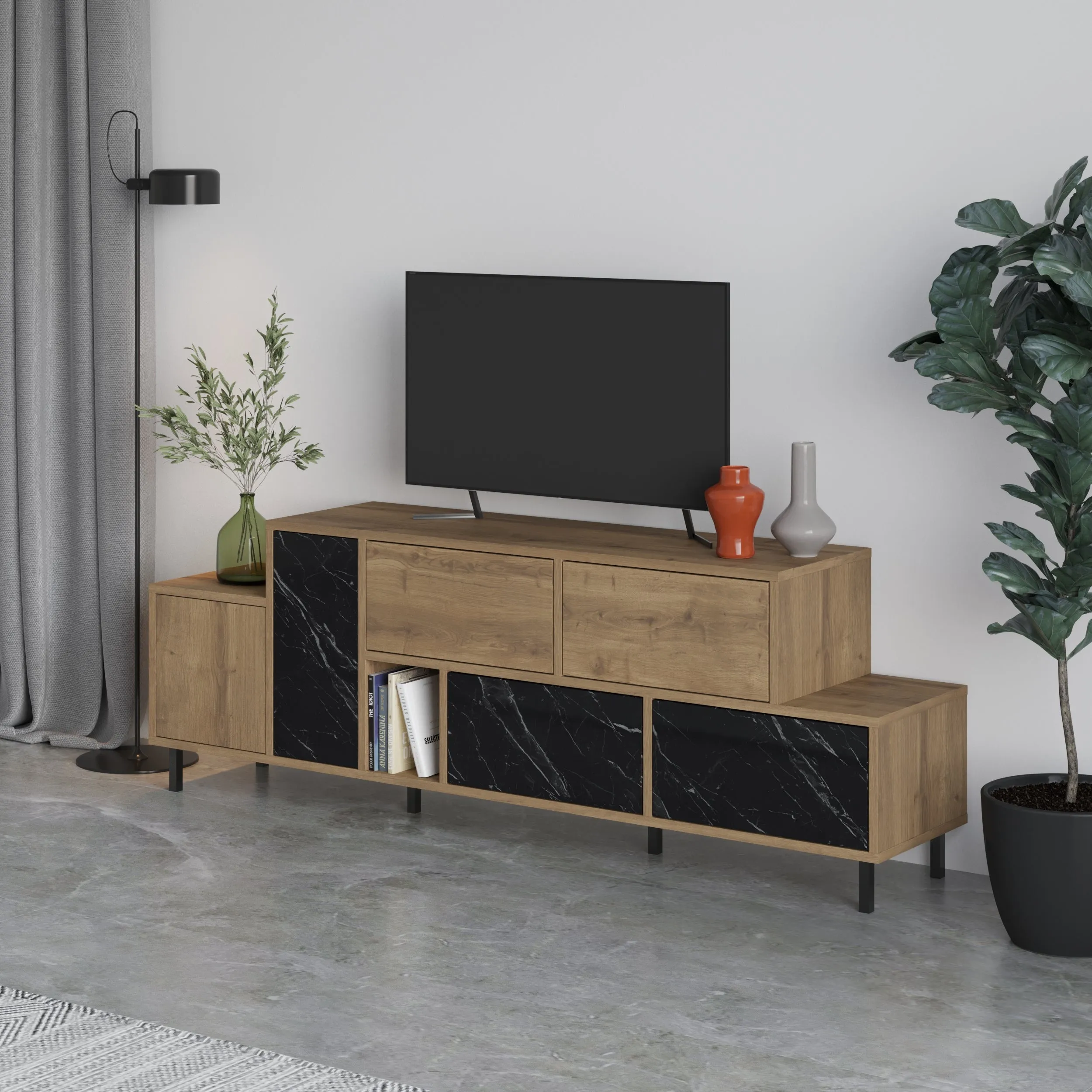 Hermes Modern TV Stand Multimedia Centre With Storage Cabinet 171.2 cm