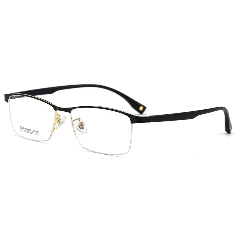 Hotochki Men's Semi Rim Square Tr 90 Titanium Frame Eyeglasses K9109