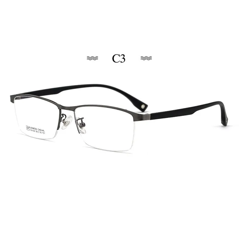 Hotochki Men's Semi Rim Square Tr 90 Titanium Frame Eyeglasses K9109