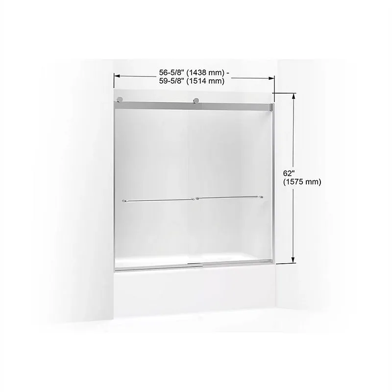 Levity 62" Frosted Glass Sliding Bath Door in Matte Nickel