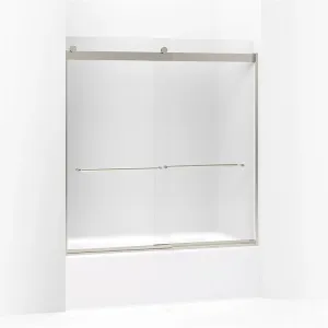 Levity 62" Frosted Glass Sliding Bath Door in Matte Nickel