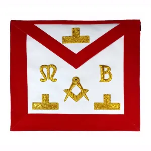 Master Mason Blue Lodge Apron - Red Velvet with Golden Bullion And Wire