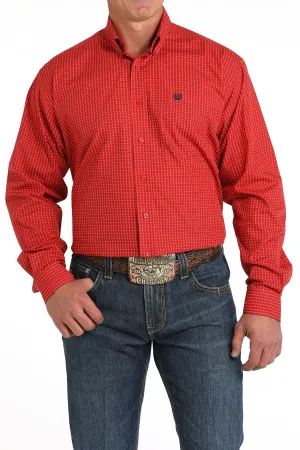 Men's Cinch Red Dollar Sign Print Button-Down Shirt