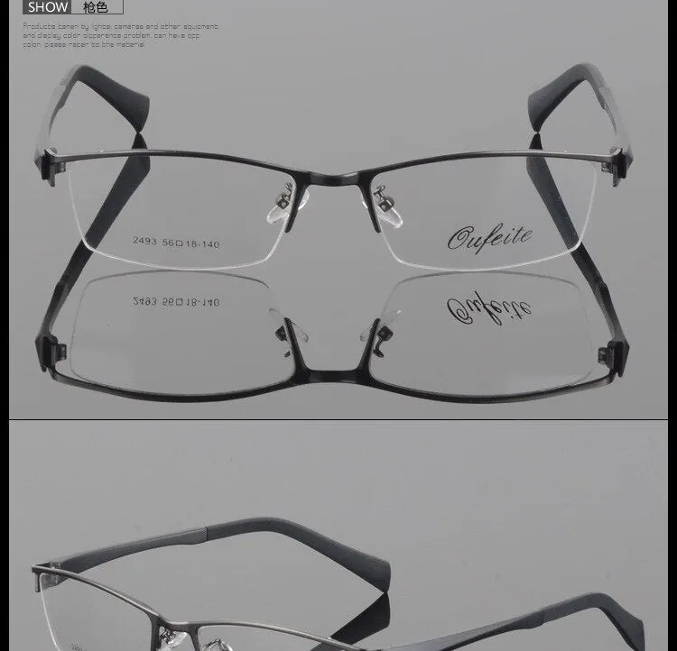 Men's Semi Rim Square Alloy Eyeglasses 2493