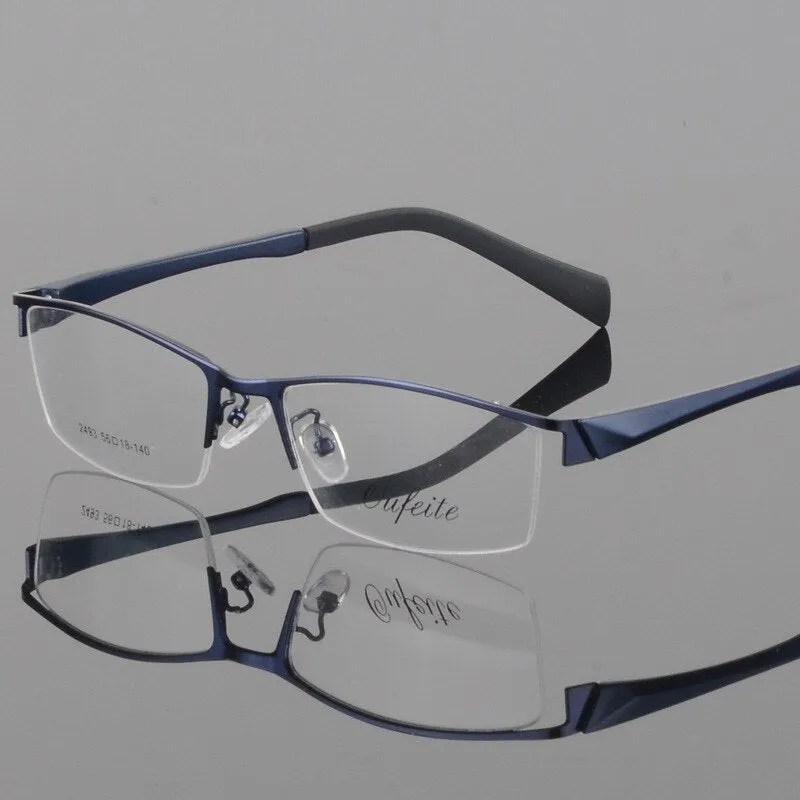 Men's Semi Rim Square Alloy Eyeglasses 2493