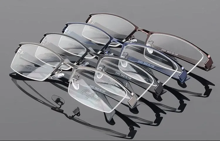 Men's Semi Rim Square Alloy Eyeglasses 2493