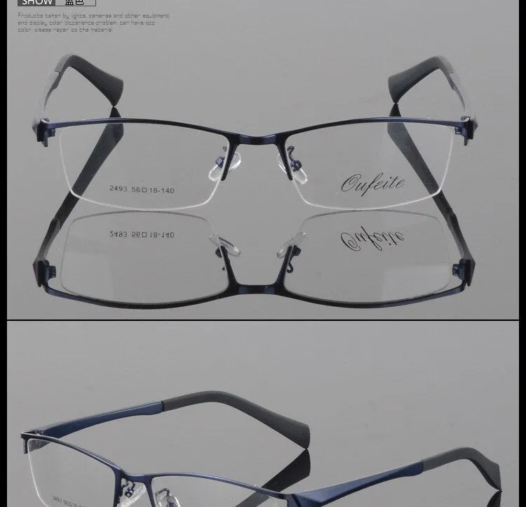 Men's Semi Rim Square Alloy Eyeglasses 2493