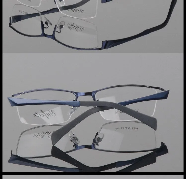 Men's Semi Rim Square Alloy Eyeglasses 2493