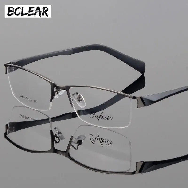 Men's Semi Rim Square Alloy Eyeglasses 2493