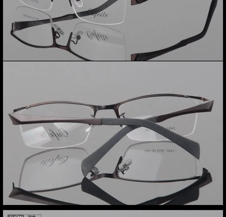 Men's Semi Rim Square Alloy Eyeglasses 2493