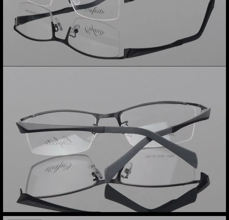 Men's Semi Rim Square Alloy Eyeglasses 2493