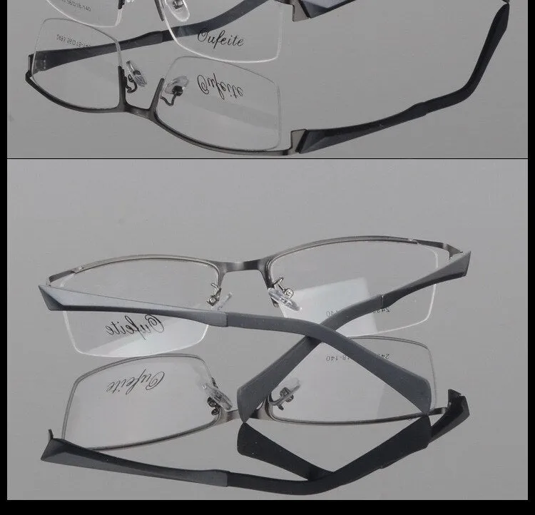 Men's Semi Rim Square Alloy Eyeglasses 2493