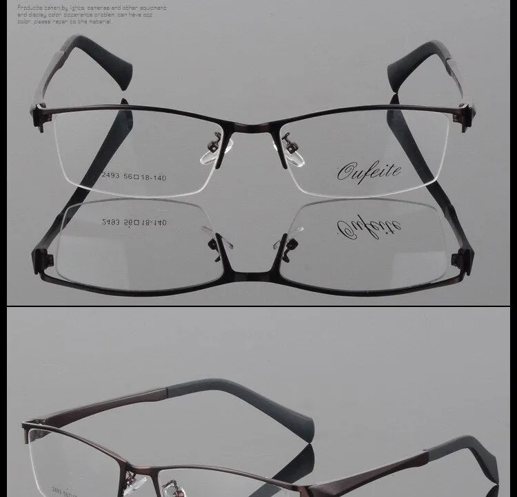 Men's Semi Rim Square Alloy Eyeglasses 2493