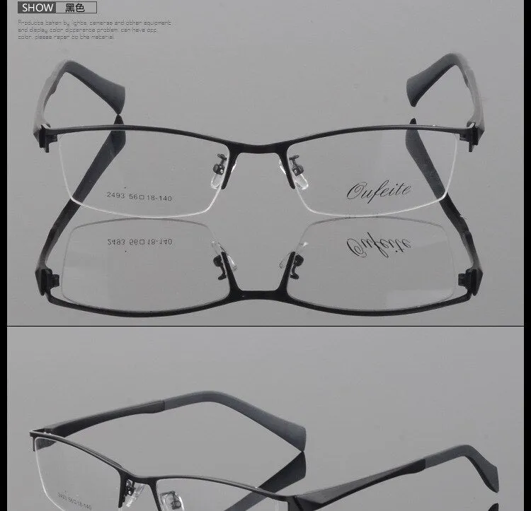 Men's Semi Rim Square Alloy Eyeglasses 2493