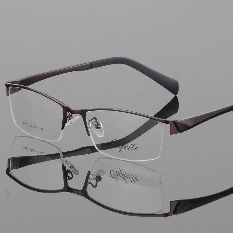 Men's Semi Rim Square Alloy Eyeglasses 2493