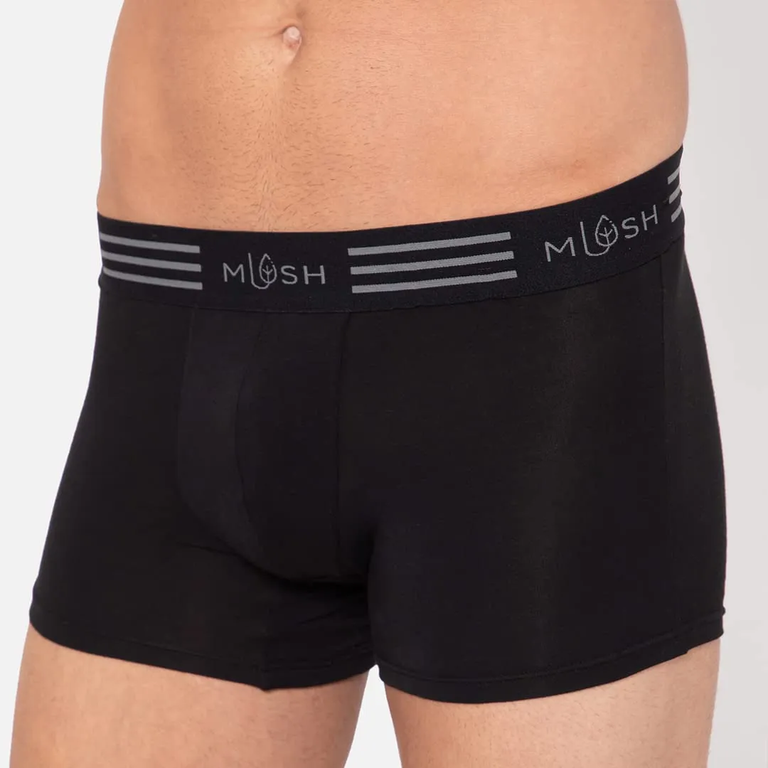 Mush Ultra Soft, Breathable, Feather Light Men's Bamboo Trunk || Naturally Anti-Odor and Anti-Microbial Bamboo Innerwear (L, Black)