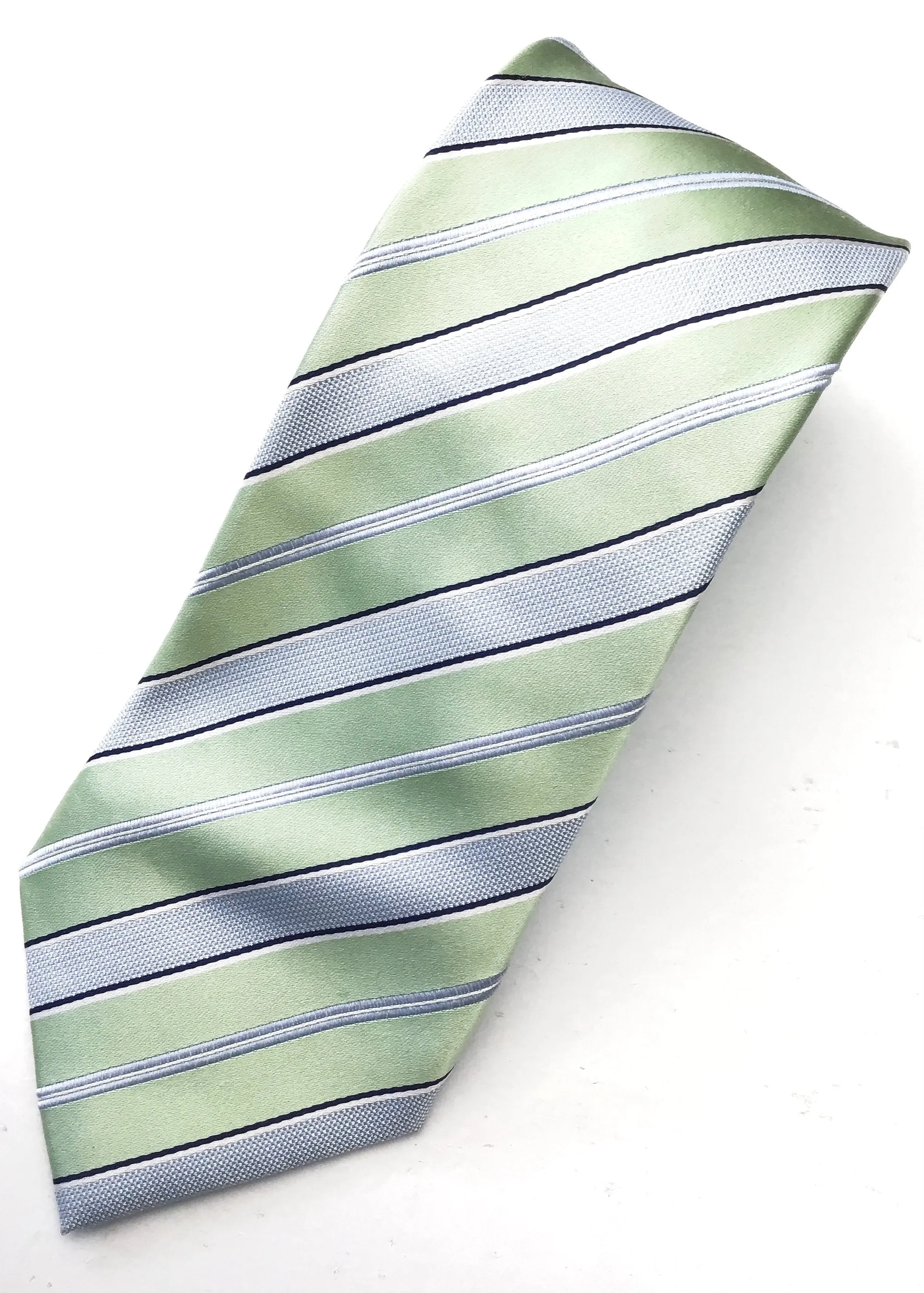 Pale Mint Green Striped Silk Tie • Michelsons of London