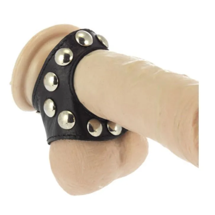 Rimba Leather Studded Cock Ring