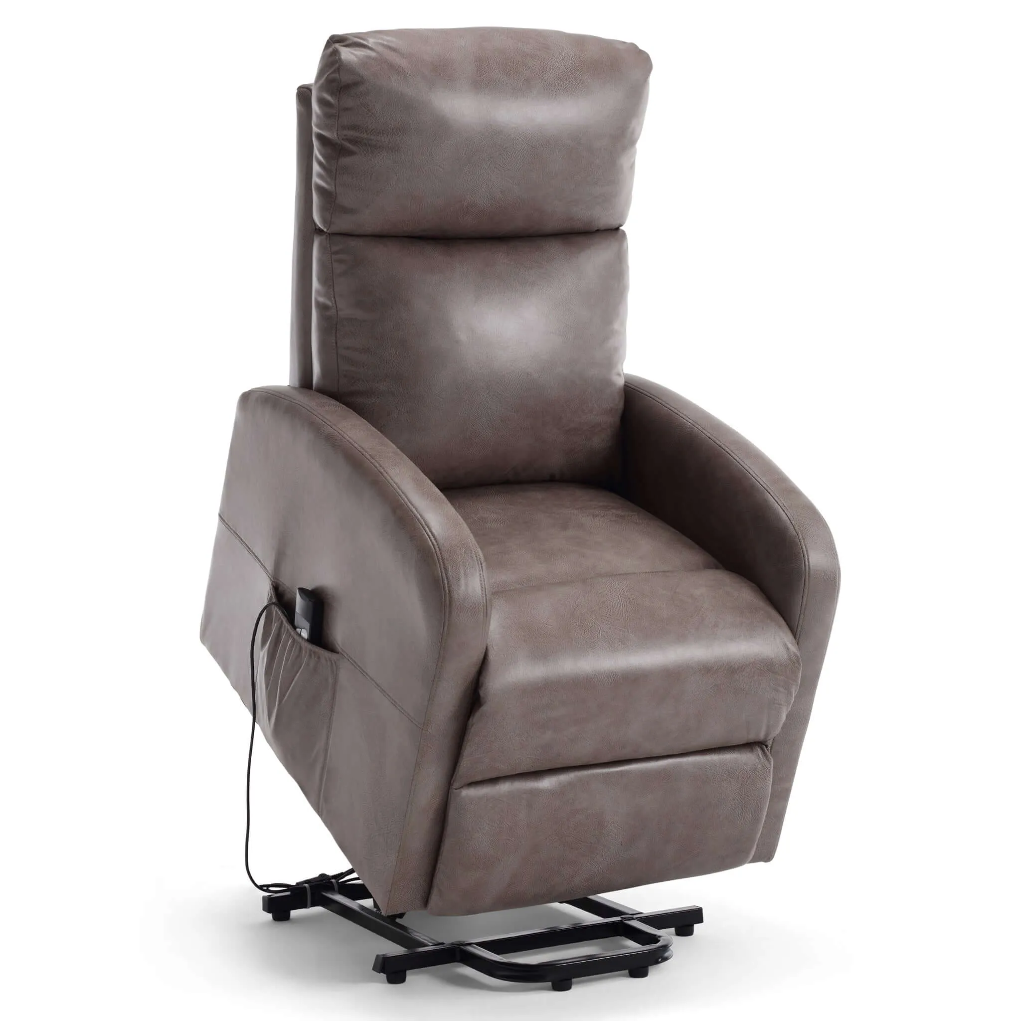 Rise & Recline Electric Recliner Armchair Faux Leather - Dom Mocha